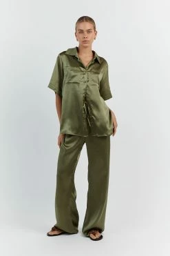 DISSH EVANS OLIVE SILK PANT