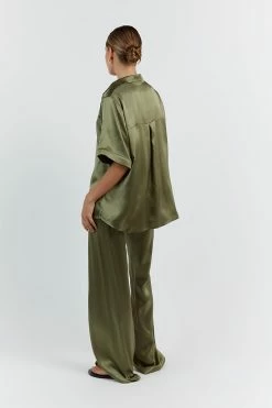 DISSH EVANS OLIVE SILK PANT 8 DISSH EVANS OLIVE SILK PANT -DISSH all-clothing Shop DFS10072OLI.545 13