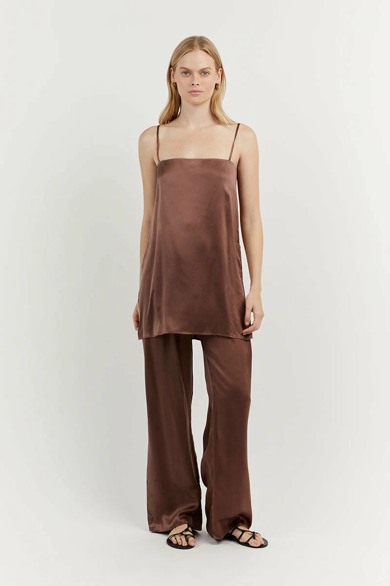 DISSH EVANS CHOCOLATE SILK PANT 1 DISSH EVANS CHOCOLATE SILK PANT