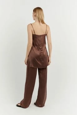 DISSH EVANS CHOCOLATE SILK PANT 8 DISSH EVANS CHOCOLATE SILK PANT -DISSH all-clothing Shop DFS10072SCHO.570 3