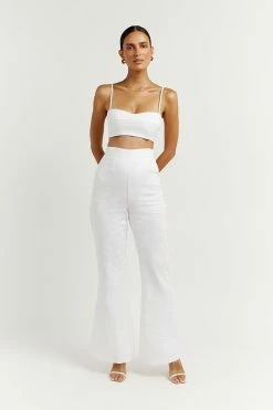 DISSH AISLE WHITE LINEN FLARE PANT -DISSH all-clothing Shop DFS10080WE.100 2