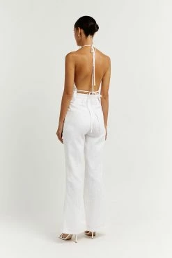 DISSH AISLE WHITE LINEN FLARE PANT -DISSH all-clothing Shop DFS10080WE.100 3