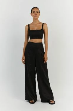 DISSH FLICK BLACK LINEN PANT