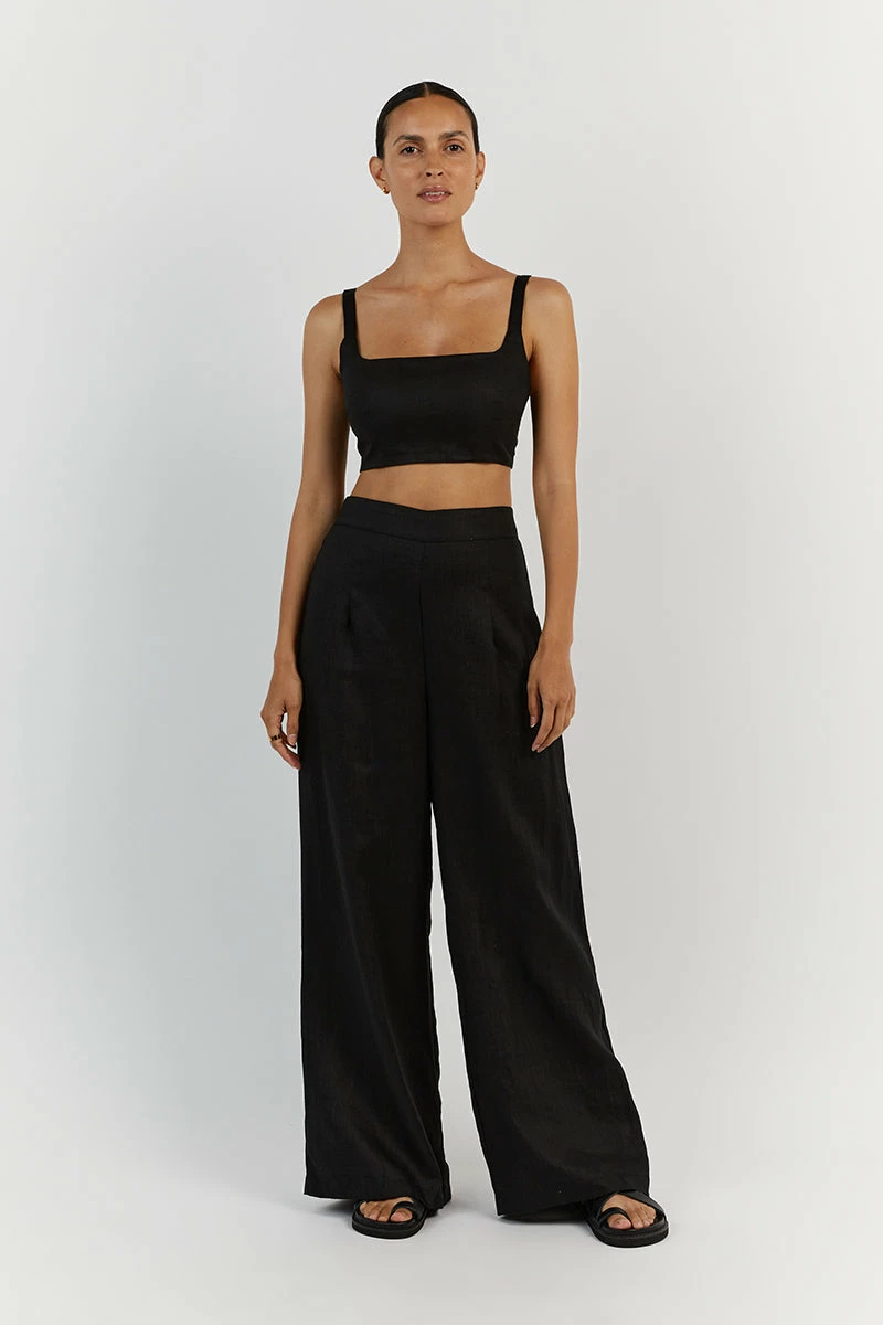 DISSH FLICK BLACK LINEN PANT 1 DISSH FLICK BLACK LINEN PANT