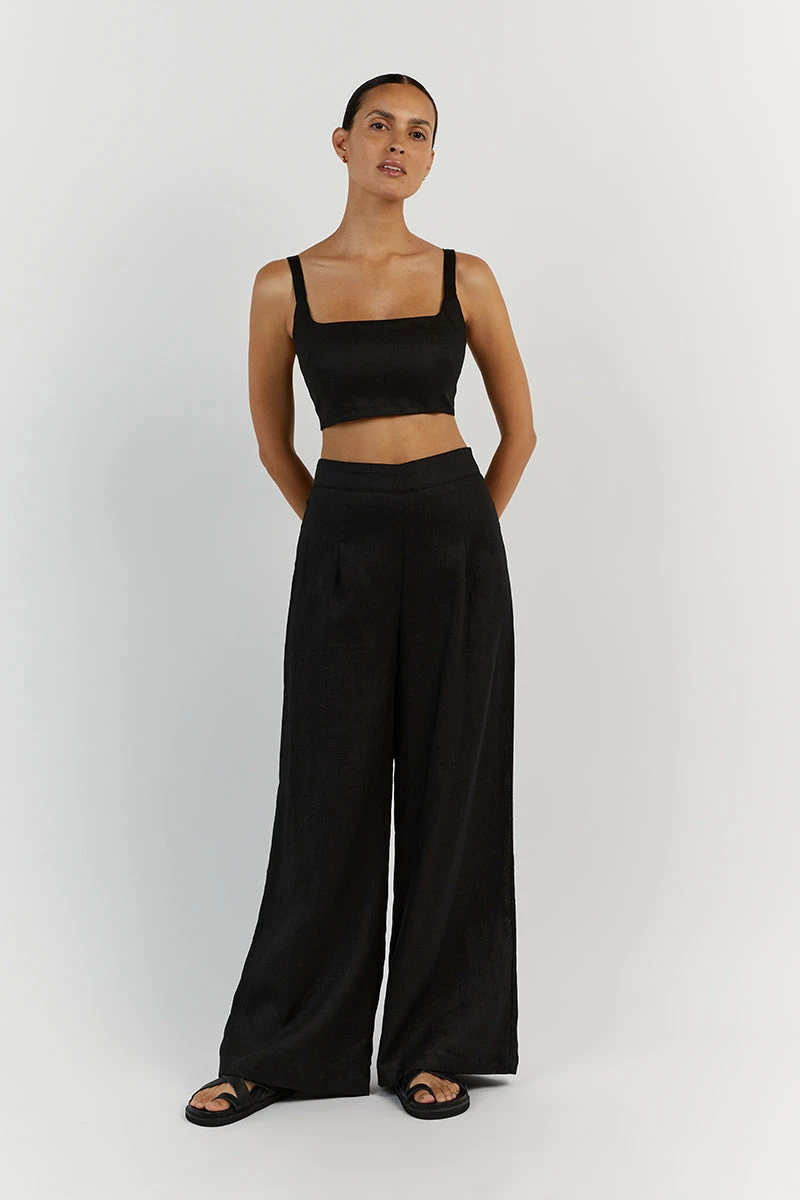 DISSH FLICK BLACK LINEN PANT 2 DISSH FLICK BLACK LINEN PANT - Image 2