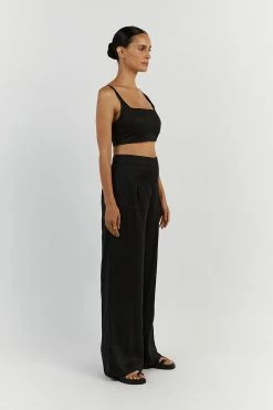 DISSH FLICK BLACK LINEN PANT 7 DISSH FLICK BLACK LINEN PANT -DISSH all-clothing Shop DFS10081BK.600 12