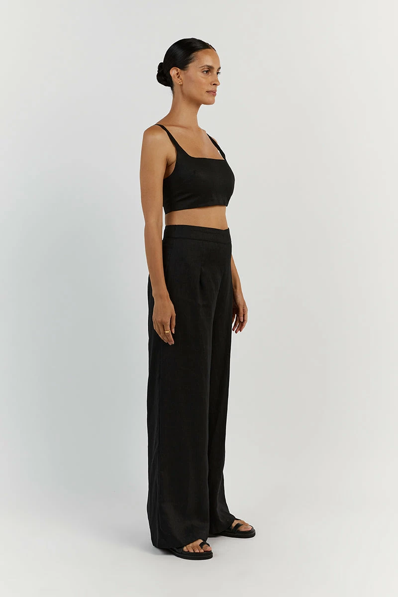 DISSH FLICK BLACK LINEN PANT 3 DISSH FLICK BLACK LINEN PANT - Image 3