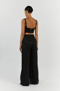 DISSH FLICK BLACK LINEN PANT 8 DISSH FLICK BLACK LINEN PANT -DISSH all-clothing Shop DFS10081BK.600 13