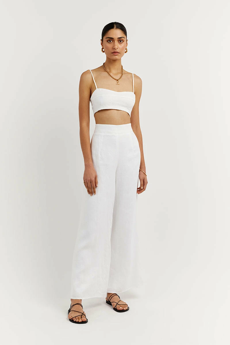 DISSH FLICK WHITE LINEN PANT 1 DISSH FLICK WHITE LINEN PANT