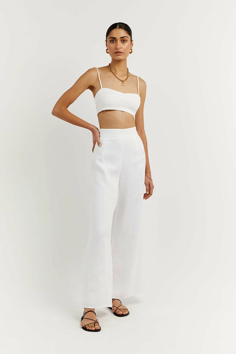 DISSH FLICK WHITE LINEN PANT 2 DISSH FLICK WHITE LINEN PANT - Image 2