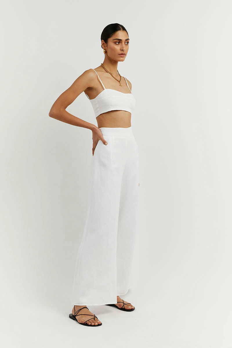 DISSH FLICK WHITE LINEN PANT 3 DISSH FLICK WHITE LINEN PANT - Image 3
