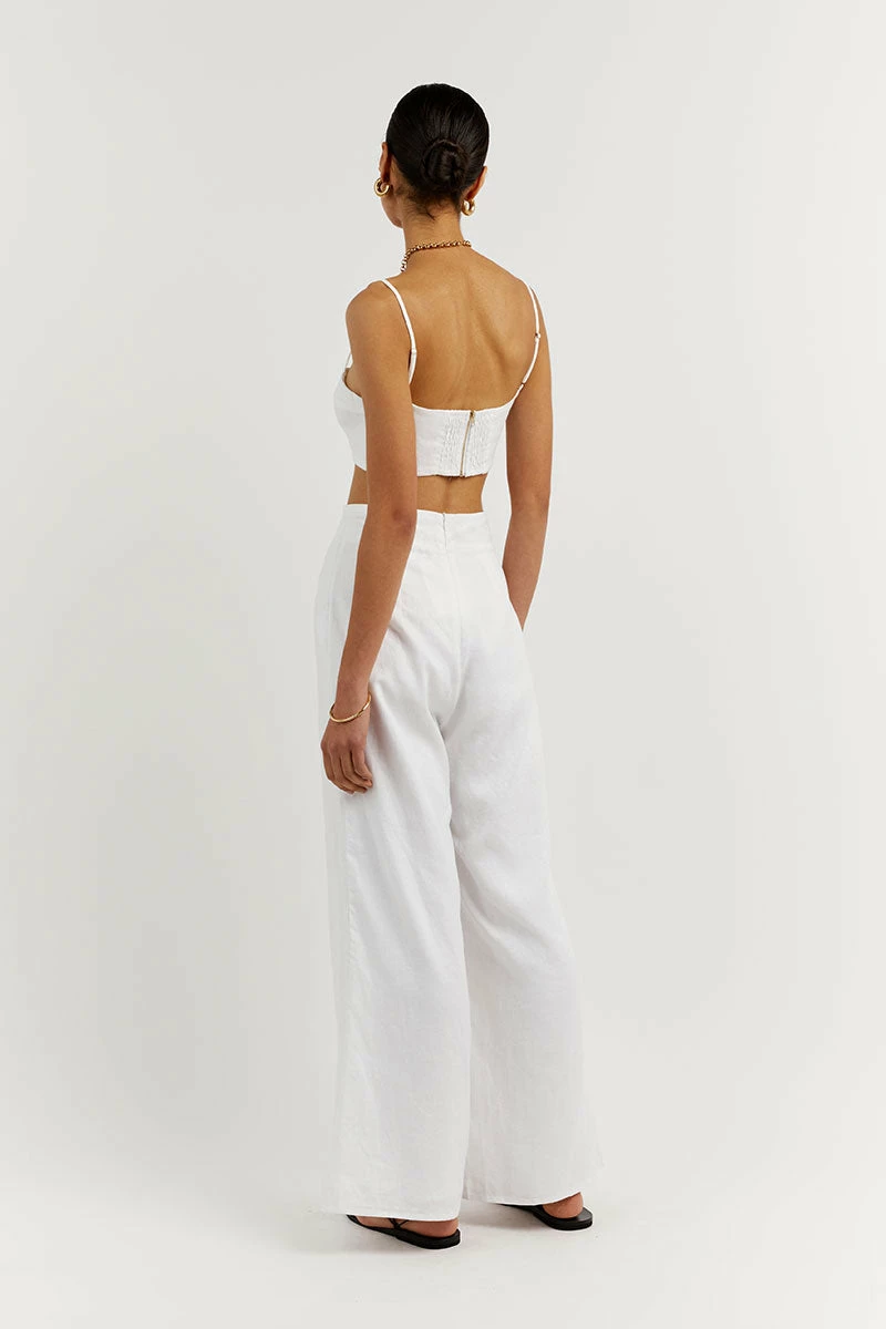 DISSH FLICK WHITE LINEN PANT 4 DISSH FLICK WHITE LINEN PANT - Image 4