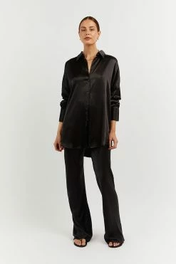 DISSH SIMONE BLACK SATIN BIAS CUT PANT