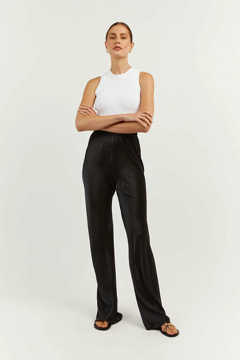 DISSH SIMONE BLACK SATIN BIAS CUT PANT 4 DISSH SIMONE BLACK SATIN BIAS CUT PANT - Image 4