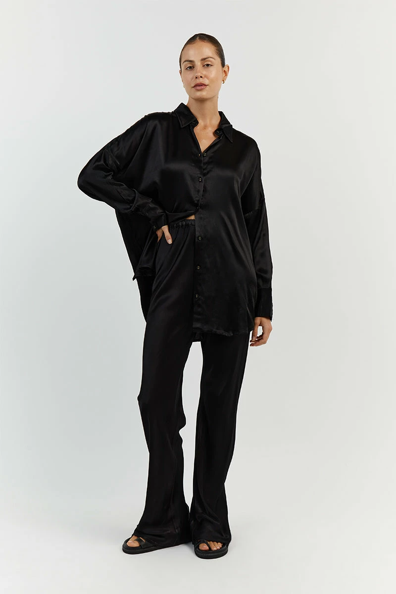 DISSH SIMONE BLACK SATIN BIAS CUT PANT 6 DISSH SIMONE BLACK SATIN BIAS CUT PANT - Image 6