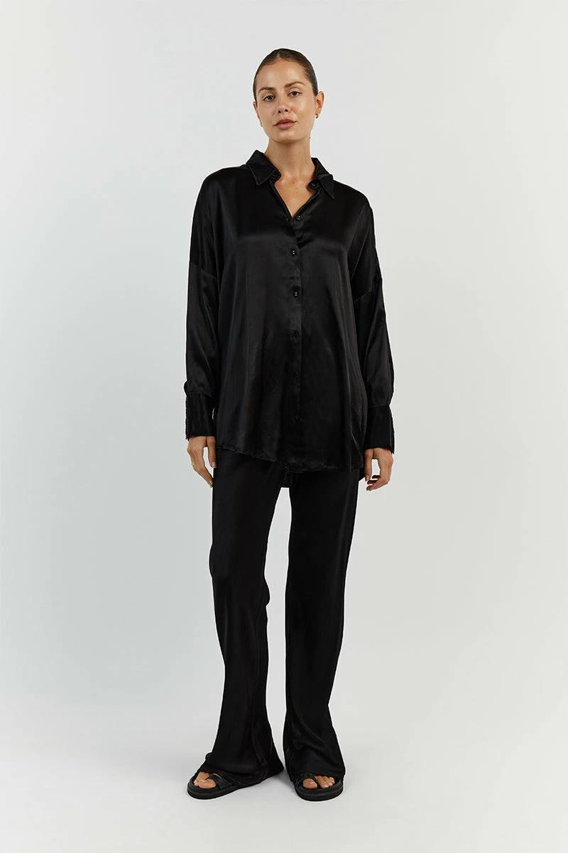 DISSH SIMONE BLACK SATIN BIAS CUT PANT 7 DISSH SIMONE BLACK SATIN BIAS CUT PANT - Image 7