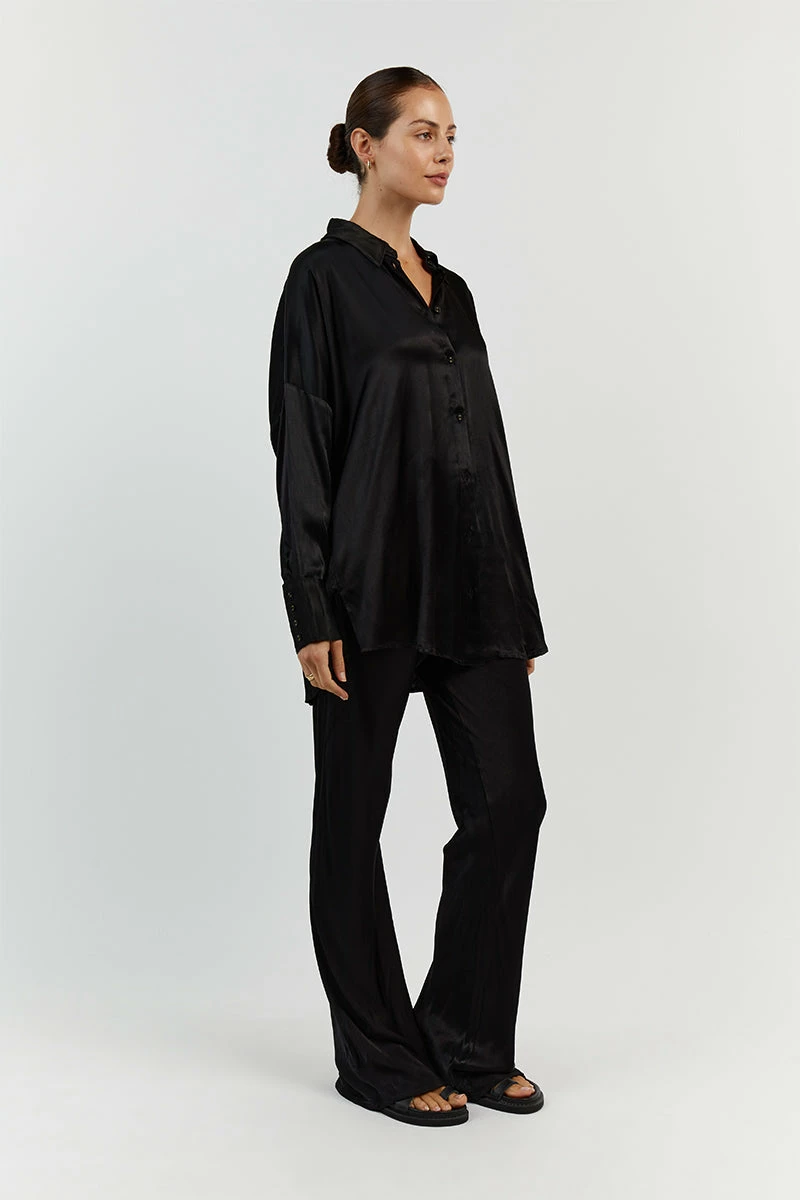 DISSH SIMONE BLACK SATIN BIAS CUT PANT 8 DISSH SIMONE BLACK SATIN BIAS CUT PANT - Image 8