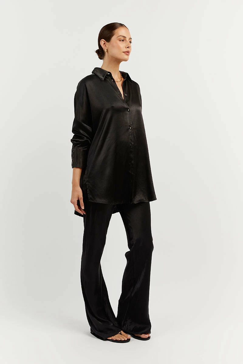 DISSH SIMONE BLACK SATIN BIAS CUT PANT 2 DISSH SIMONE BLACK SATIN BIAS CUT PANT - Image 2