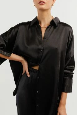 DISSH SIMONE BLACK SATIN BIAS CUT PANT 12 DISSH SIMONE BLACK SATIN BIAS CUT PANT -DISSH all-clothing Shop DFS10095BK.600 4