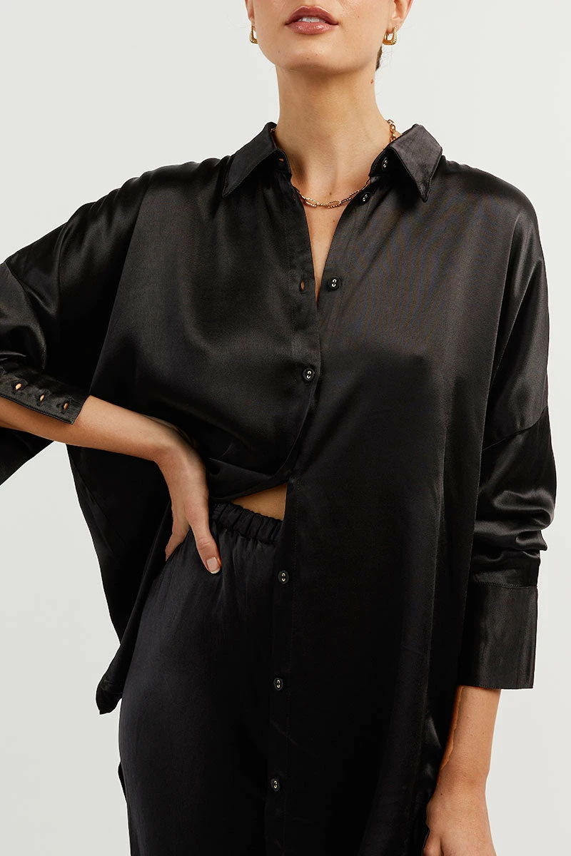 DISSH SIMONE BLACK SATIN BIAS CUT PANT 3 DISSH SIMONE BLACK SATIN BIAS CUT PANT - Image 3