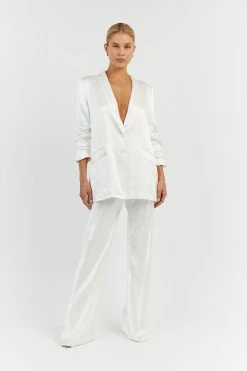 DISSH AISLE WHITE SATIN BIAS CUT PANT 9 DISSH AISLE WHITE SATIN BIAS CUT PANT -DISSH all-clothing Shop DFS10095WE.100