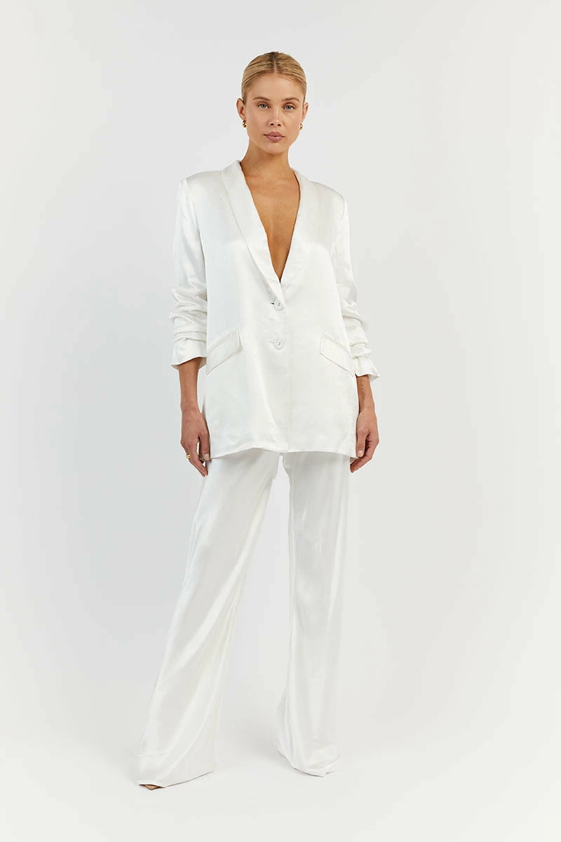 DISSH AISLE WHITE SATIN BIAS CUT PANT 3 DISSH AISLE WHITE SATIN BIAS CUT PANT - Image 3