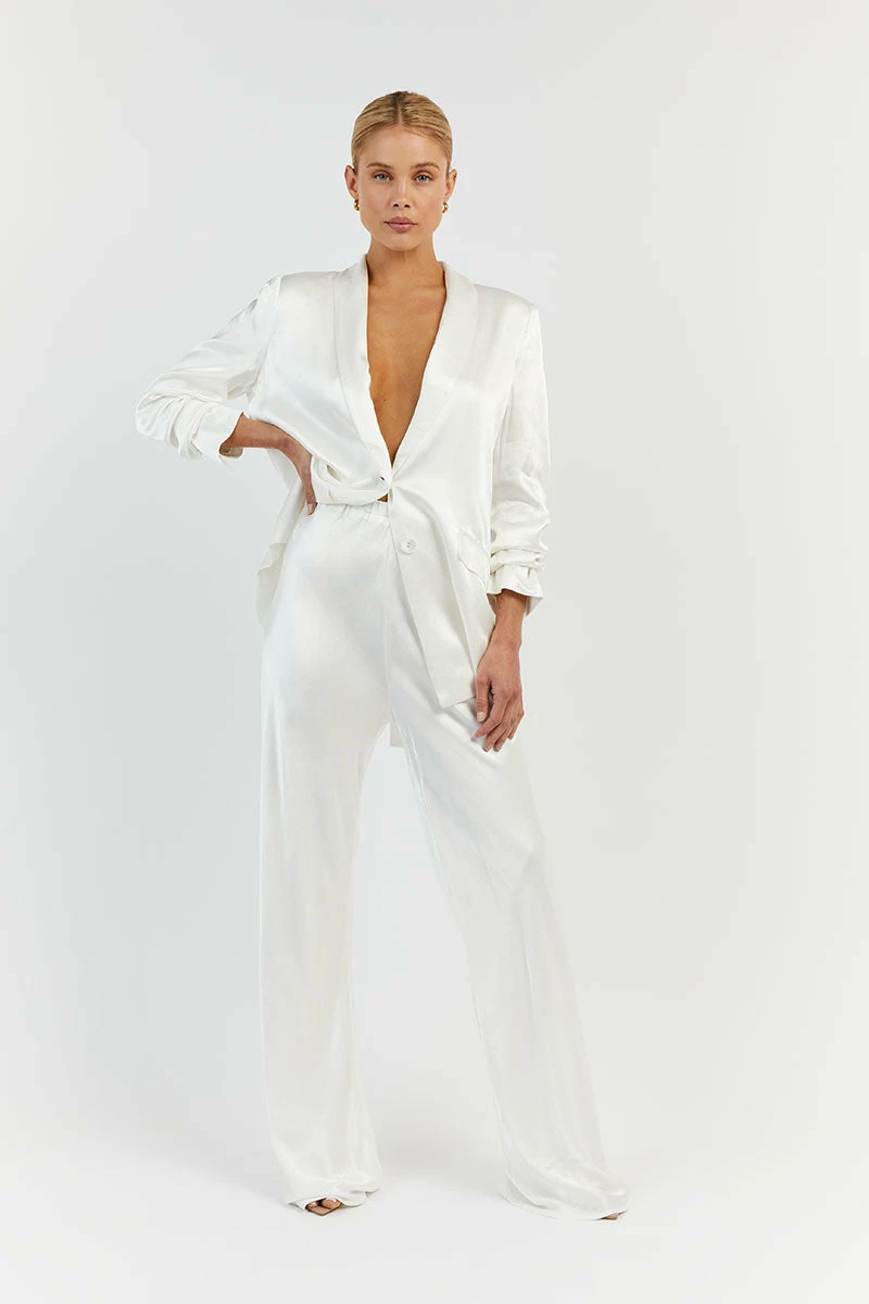 DISSH AISLE WHITE SATIN BIAS CUT PANT 4 DISSH AISLE WHITE SATIN BIAS CUT PANT - Image 4