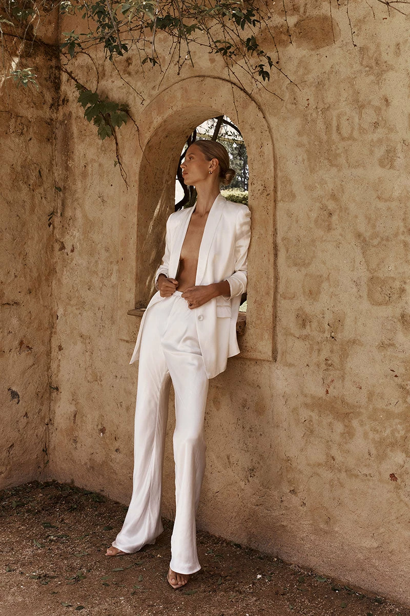 DISSH AISLE WHITE SATIN BIAS CUT PANT 2 DISSH AISLE WHITE SATIN BIAS CUT PANT - Image 2