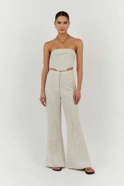 DISSH WILLOW NATURAL LINEN FLARE PANT