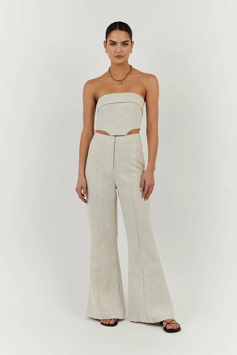 DISSH WILLOW NATURAL LINEN FLARE PANT 1 DISSH WILLOW NATURAL LINEN FLARE PANT