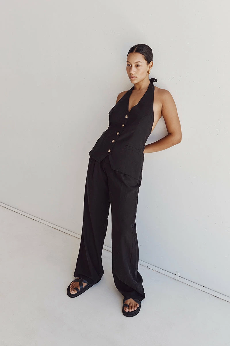 DISSH AMELIA BLACK TENCEL BLEND PANT 1 DISSH AMELIA BLACK TENCEL BLEND PANT