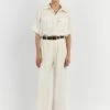 DISSH AMELIA OFF WHITE LINEN BLEND PANT