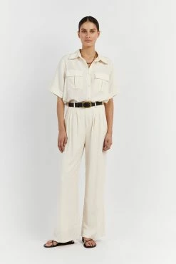 DISSH AMELIA OFF WHITE LINEN BLEND PANT