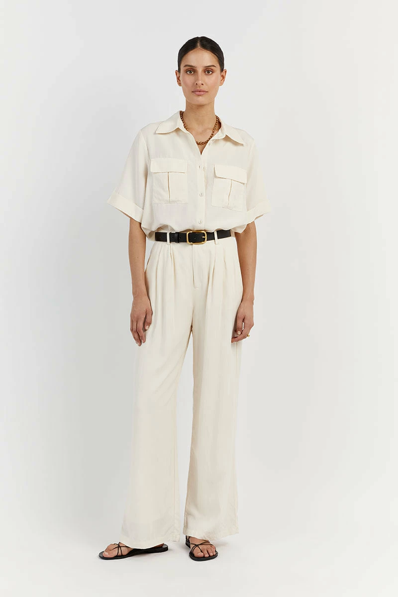 DISSH AMELIA OFF WHITE LINEN BLEND PANT 1 DISSH AMELIA OFF WHITE LINEN BLEND PANT