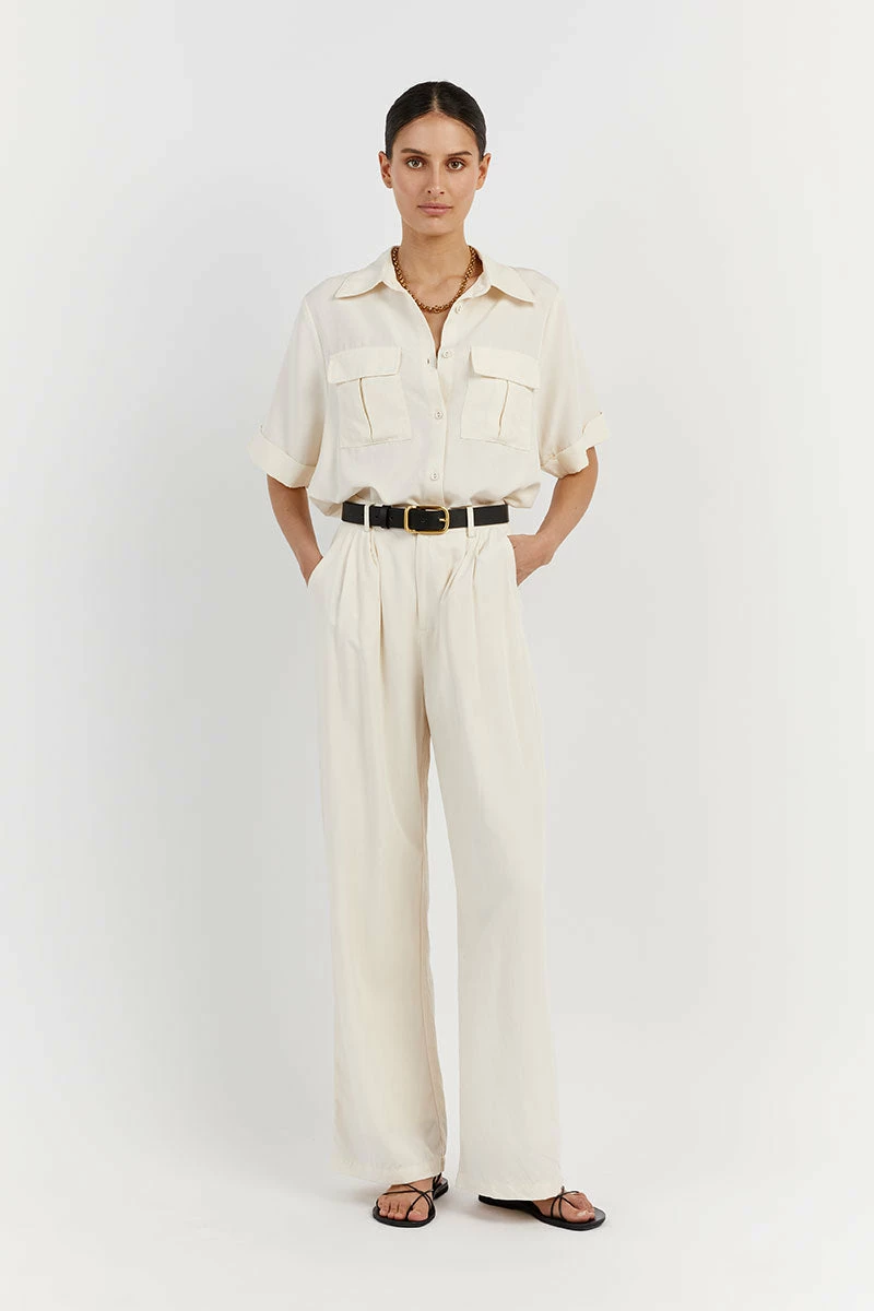 DISSH AMELIA OFF WHITE LINEN BLEND PANT 2 DISSH AMELIA OFF WHITE LINEN BLEND PANT - Image 2