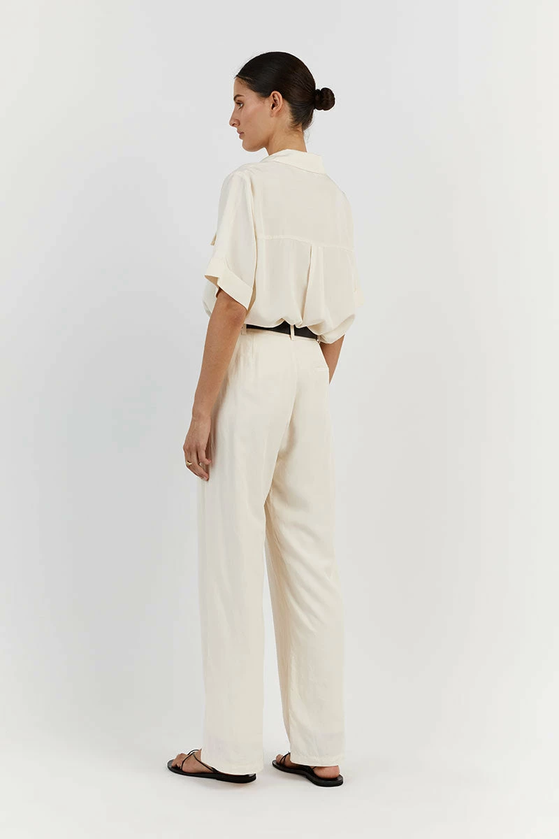 DISSH AMELIA OFF WHITE LINEN BLEND PANT 4 DISSH AMELIA OFF WHITE LINEN BLEND PANT - Image 4