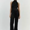 DISSH CORI BLACK WIDE LEG CRINKLE PANT