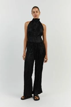 DISSH CORI BLACK WIDE LEG CRINKLE PANT