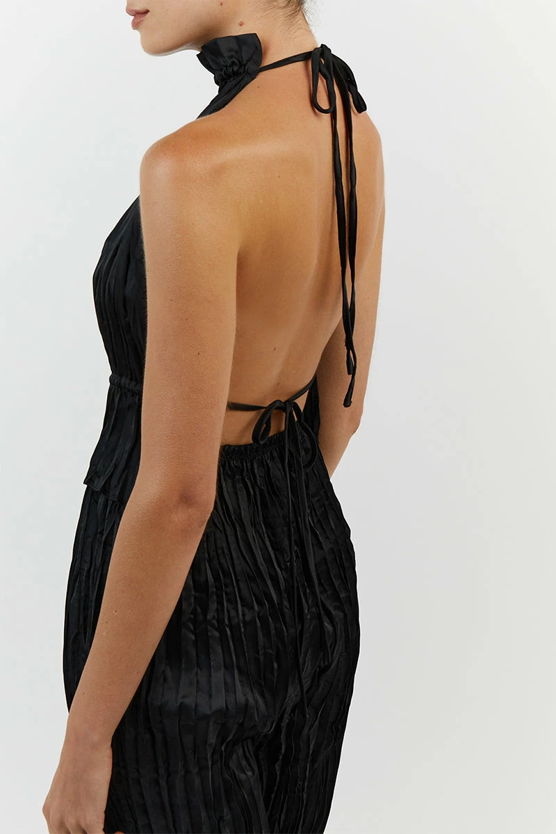 DISSH CORI BLACK WIDE LEG CRINKLE PANT 4 DISSH CORI BLACK WIDE LEG CRINKLE PANT - Image 4