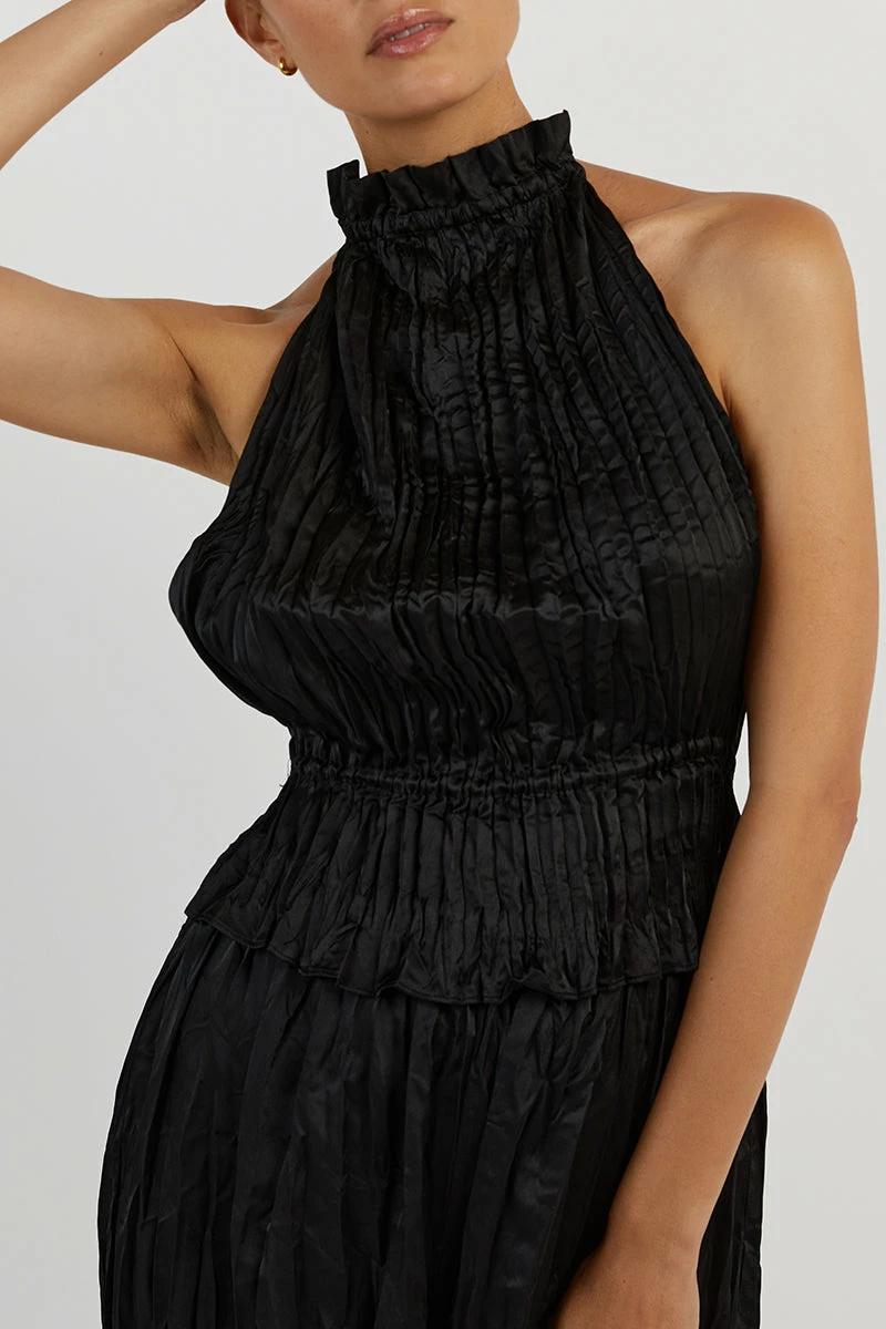 DISSH CORI BLACK WIDE LEG CRINKLE PANT 5 DISSH CORI BLACK WIDE LEG CRINKLE PANT - Image 5