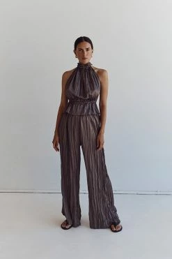 DISSH CORI TAUPE WIDE LEG CRINKLE PANT 11 DISSH CORI TAUPE WIDE LEG CRINKLE PANT -DISSH all-clothing Shop DFS10128TAU.558