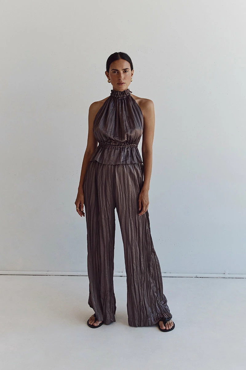 DISSH CORI TAUPE WIDE LEG CRINKLE PANT 6 DISSH CORI TAUPE WIDE LEG CRINKLE PANT - Image 6