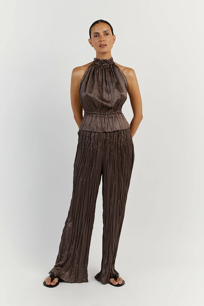 DISSH CORI TAUPE WIDE LEG CRINKLE PANT 2 DISSH CORI TAUPE WIDE LEG CRINKLE PANT - Image 2