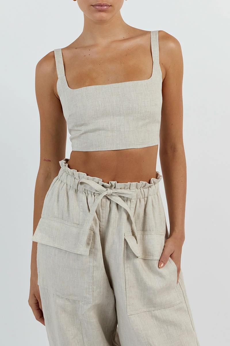 DISSH ISLA NATURAL LINEN CARGO PANT 5 DISSH ISLA NATURAL LINEN CARGO PANT - Image 5