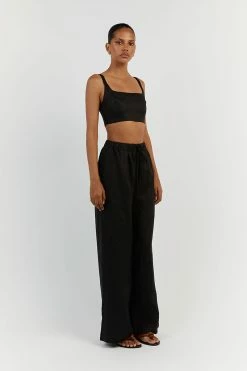 DISSH GINA BLACK LINEN ELASTIC WAIST PANT 7 DISSH GINA BLACK LINEN ELASTIC WAIST PANT -DISSH all-clothing Shop DFS10134BK.600 12