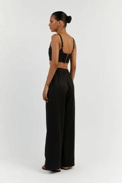 DISSH GINA BLACK LINEN ELASTIC WAIST PANT 8 DISSH GINA BLACK LINEN ELASTIC WAIST PANT -DISSH all-clothing Shop DFS10134BK.600 13