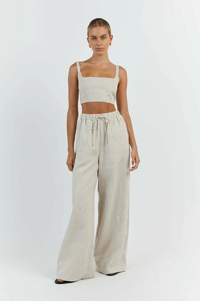 DISSH GINA NATURAL LINEN WAIST PANT 1 DISSH GINA NATURAL LINEN WAIST PANT