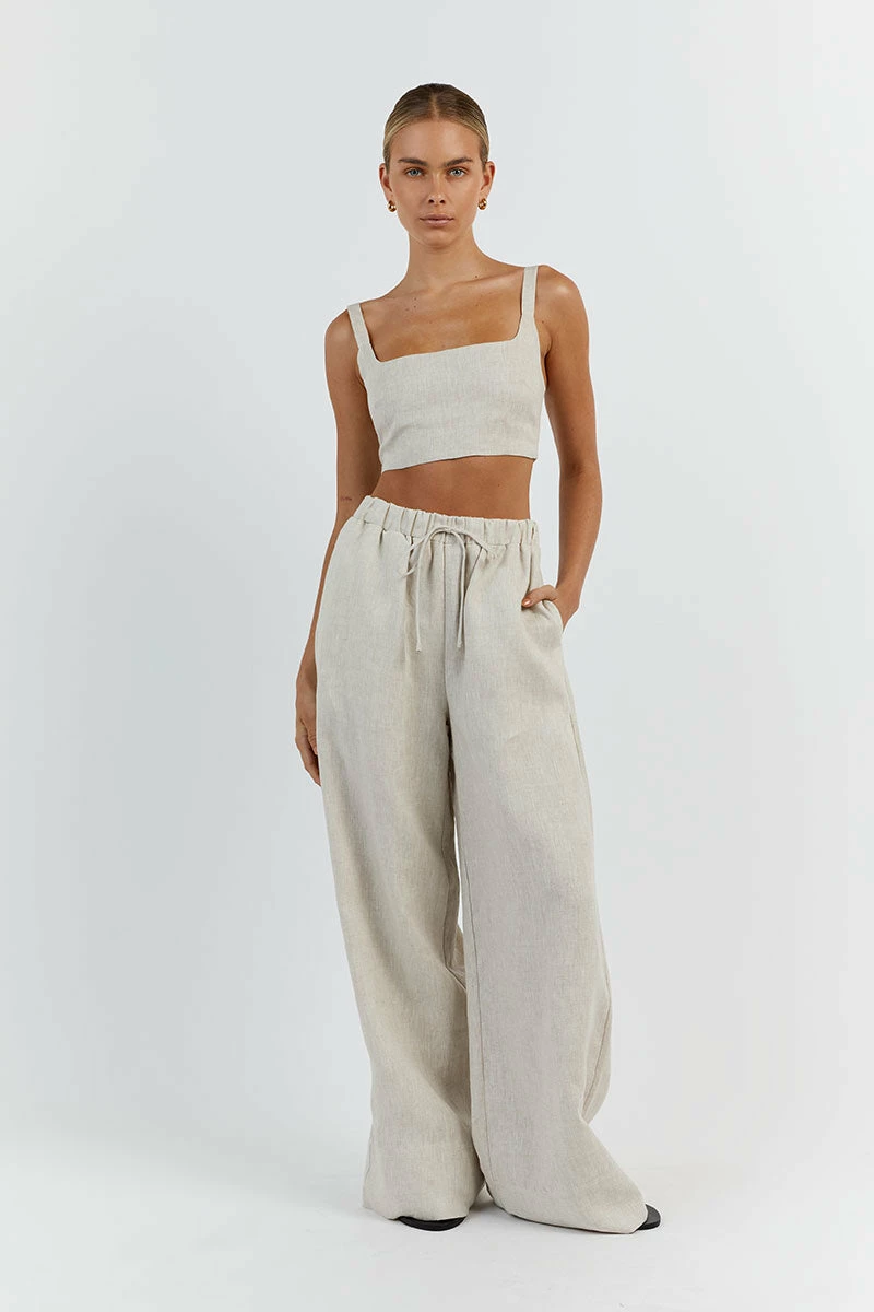 DISSH GINA NATURAL LINEN WAIST PANT 2 DISSH GINA NATURAL LINEN WAIST PANT - Image 2