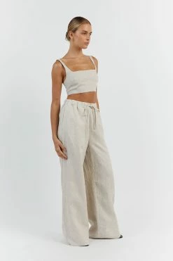 DISSH GINA NATURAL LINEN WAIST PANT 7 DISSH GINA NATURAL LINEN WAIST PANT -DISSH all-clothing Shop DFS10134NAT.150 12