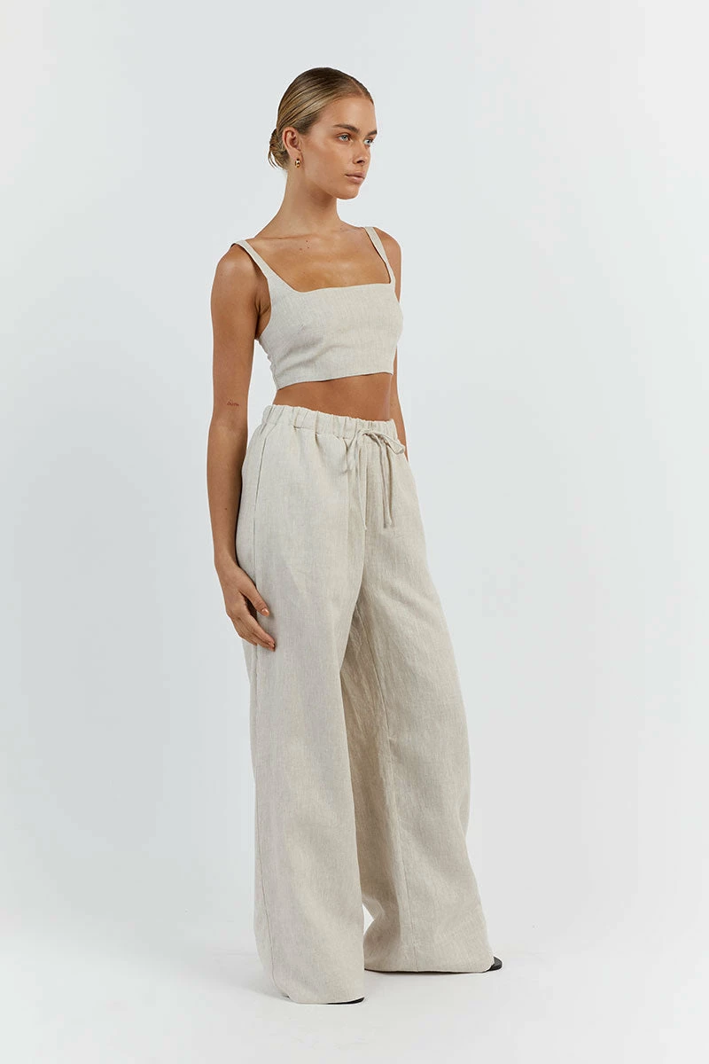 DISSH GINA NATURAL LINEN WAIST PANT 3 DISSH GINA NATURAL LINEN WAIST PANT - Image 3